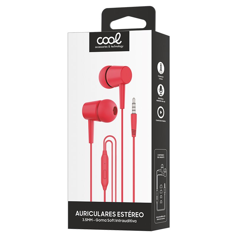 Auriculares 3,5 mm COOL Bear Stereo Con Micro Rojo - Image 2