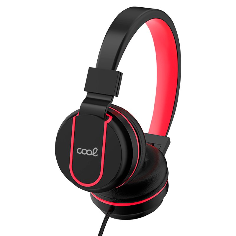 Auriculares Cascos Jack 3,5 mm COOL Toronto Negro-Rojo - Image 3