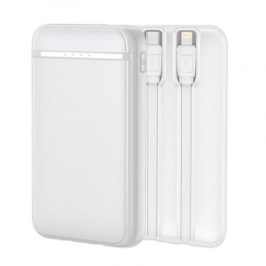 Bateria Externa Power Bank 5000 mAh COOL (2 Cables: TIPO C / Lightning) Blanco