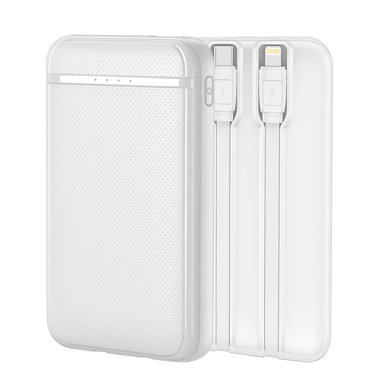 Bateria Externa Power Bank 5000 mAh COOL (2 Cables: TIPO C / Lightning) Blanco