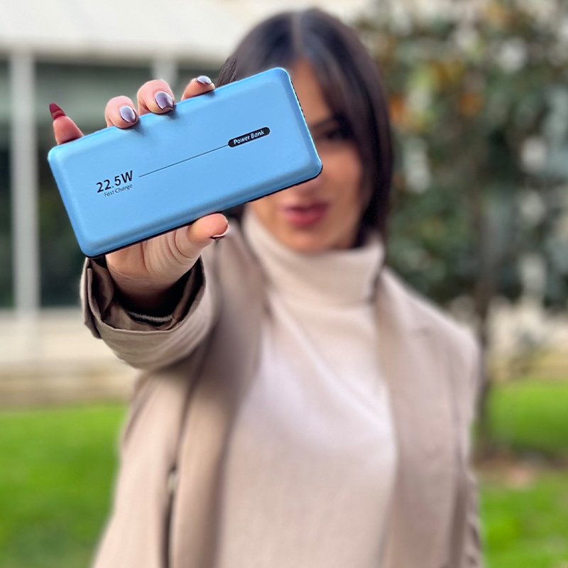Batería Externa Universal Power Bank 10.000 mAh PD 22.5W (2 cables) Azul - Image 2