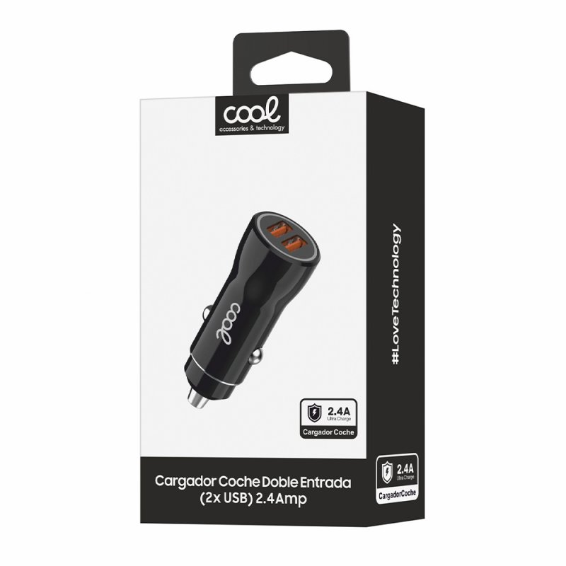 Cargador Coche Universal Doble Entrada Usb COOL Negro 2.4 Amp - Image 3