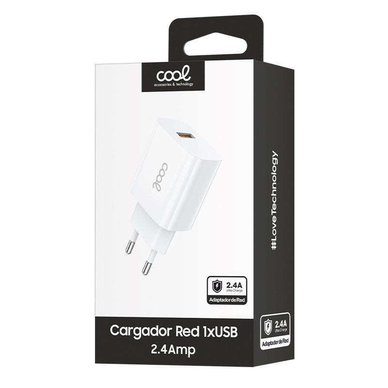 Cargador Red Adaptador 1x USB Universal COOL (2.4 Amp) Blanco - Image 2
