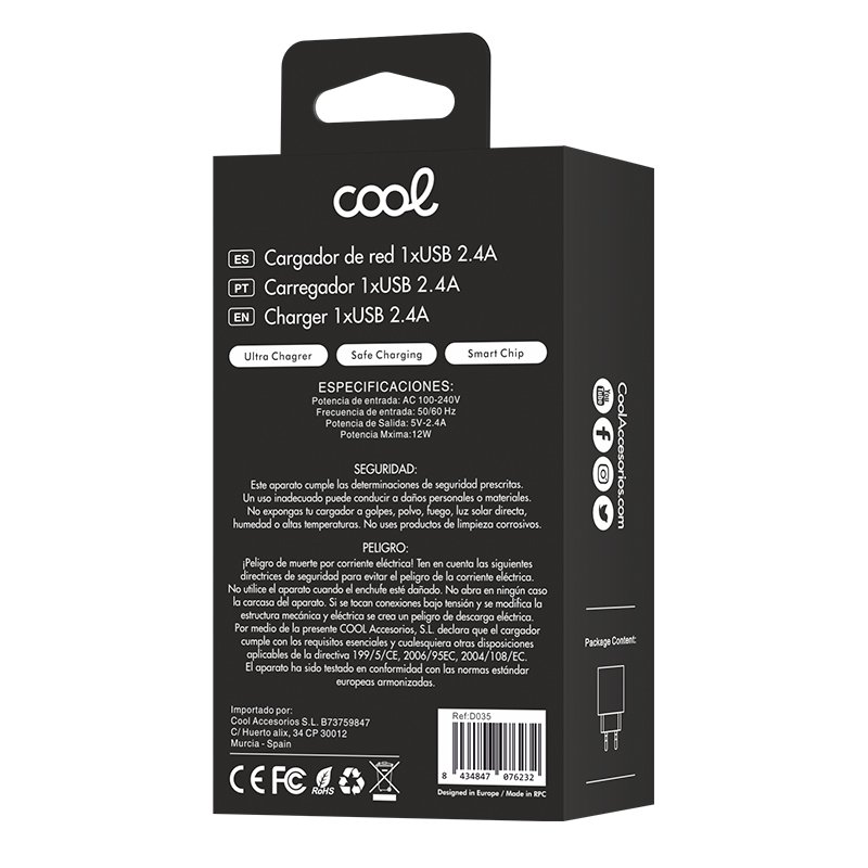Cargador Red Adaptador 1x USB Universal COOL (2.4 Amp) Blanco - Image 3