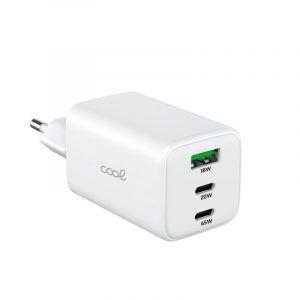 Cargador Red Universal Ultra Fast PD Port x3 (2x Tipo-C + 1x USB) COOL (65W) GaN Blanco