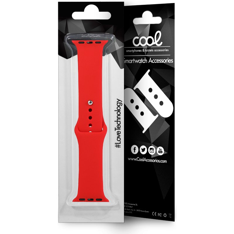 Correa COOL para Apple Watch Series 1 / 2 / 3 / 4 / 5 / 6 / 7 / 8 / 9 / SE (38 / 40 / 41 mm) Goma Rojo - Image 2