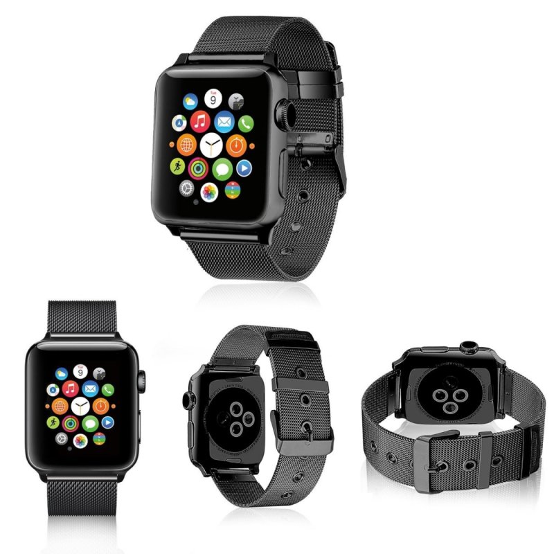 Correa COOL para Apple Watch Series 1 / 2 / 3 / 4 / 5 / 6 / 7 / 8 / 9 / SE (38 / 40 / 41 mm) Metal Negro - Image 3