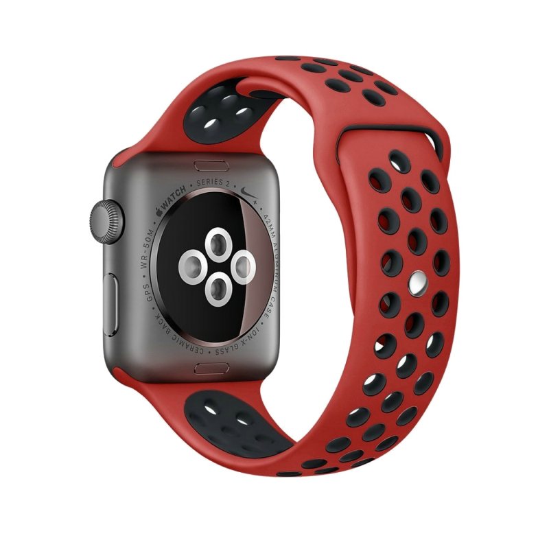 Correa COOL para Apple Watch Series 1 / 2 / 3 / 4 / 5 / 6 / 7 / 8 / 9 / SE (42 / 44 / 45 mm) Sport Rojo-Negro - Image 3