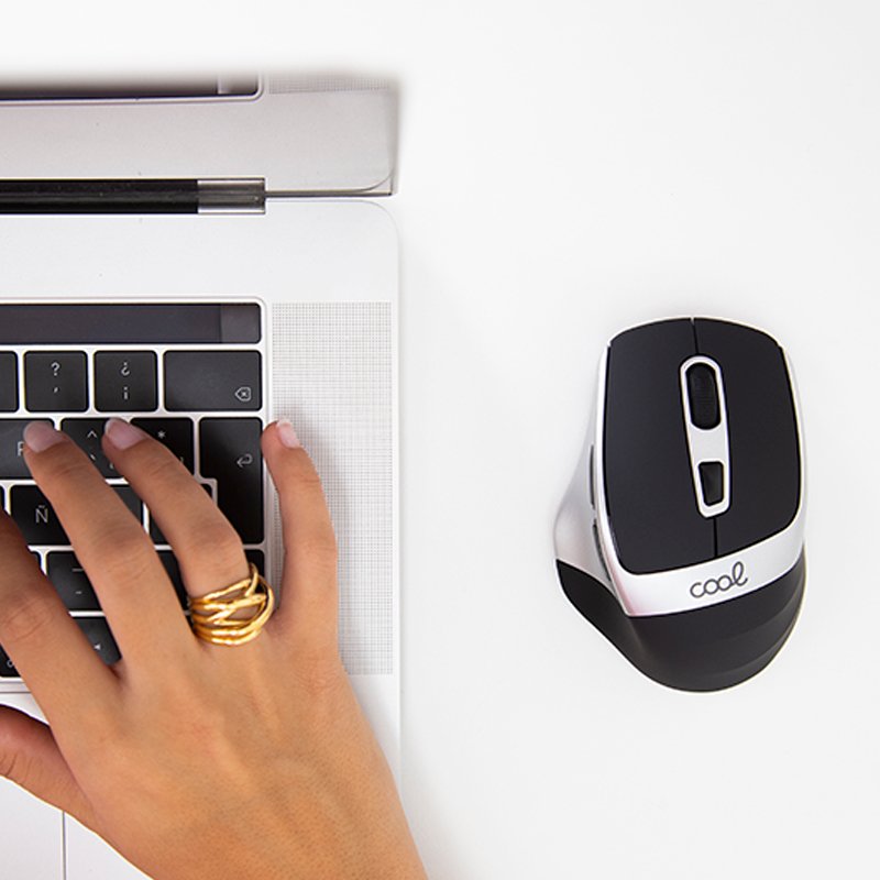 Ratón Inalámbrico Silencioso COOL Ergonomic Negro-Plata - Image 3