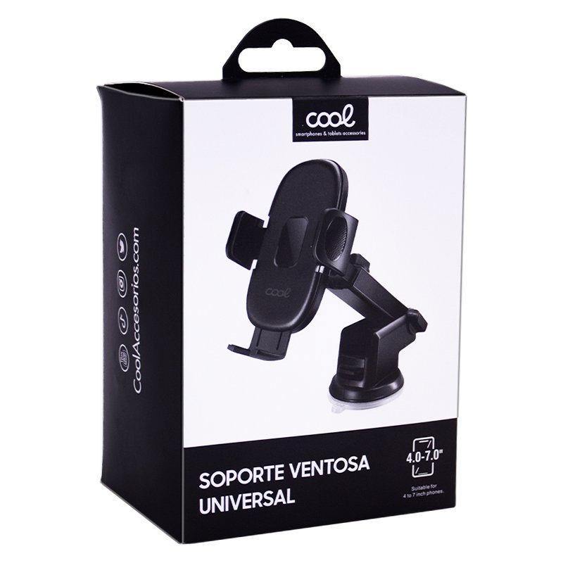 Soporte Universal Móvil para Coche Ventosa One Click COOL Negro - Image 2